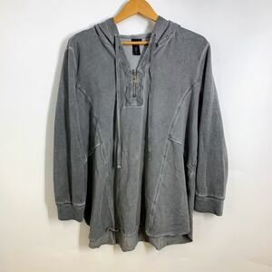 Focus Casual Life Gray Washed Distressed Zip Hoodie Sweatshirt Women's‎ Size L